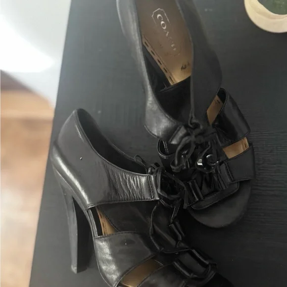 Coach Black Leather Heeled Shoes - Picture 1 of 5